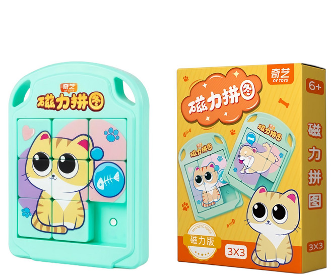 QYTOYS 奇藝 磁力華容道, 1入, 小貓圖案