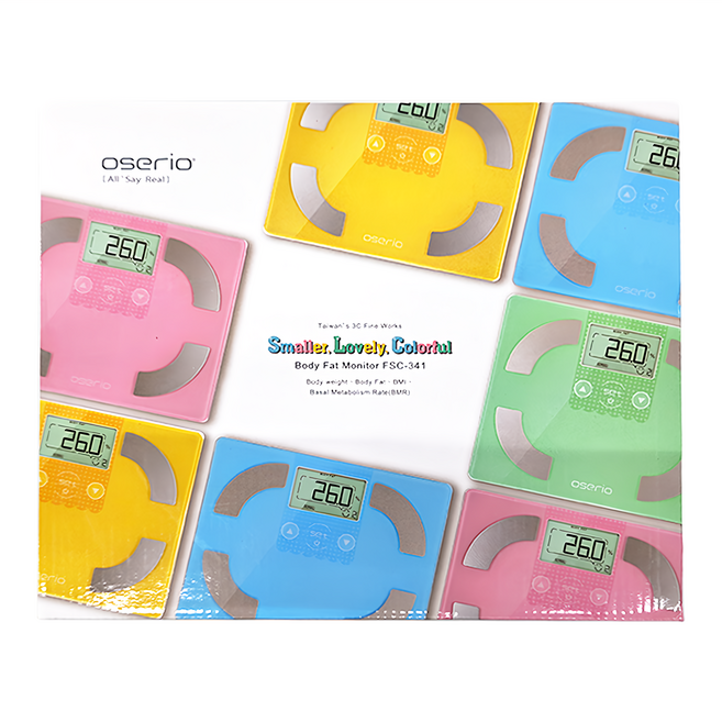 oserio 歐瑟若 體脂計 FSC-341BL 粉藍色 精準測量 纖薄設計 居家健康管理, 1盒