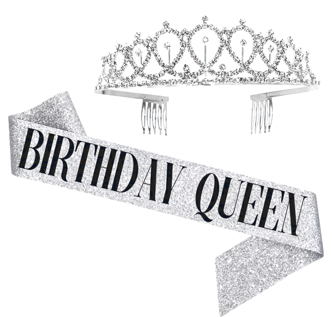 生日皇后背帶組, 銀色, 1組