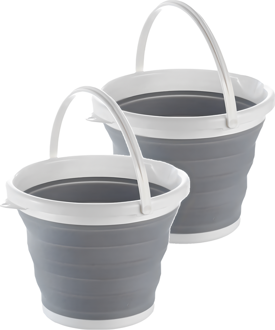 便攜矽膠水桶 10L, 灰色 + 白色, 2個
