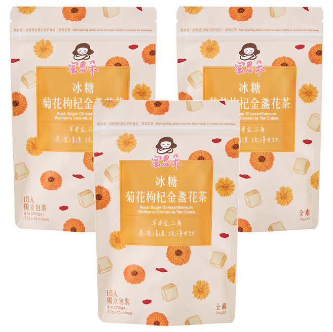 Medolly 蜜思朵 冰糖菊花枸杞金盞花茶, 15入, 17g, 3袋