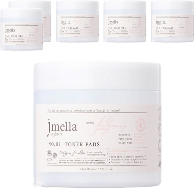 jmella 花園舞會爽膚棉片 芍藥 150ml, 70片, 6件
