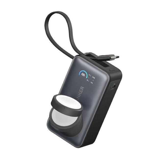 ANKER MagGo 磁吸行動電源 for Apple Watch 10000mAh 35W, A1657, 黑色