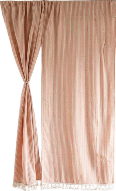 日系棉麻門簾 雙開, 杏桃橙