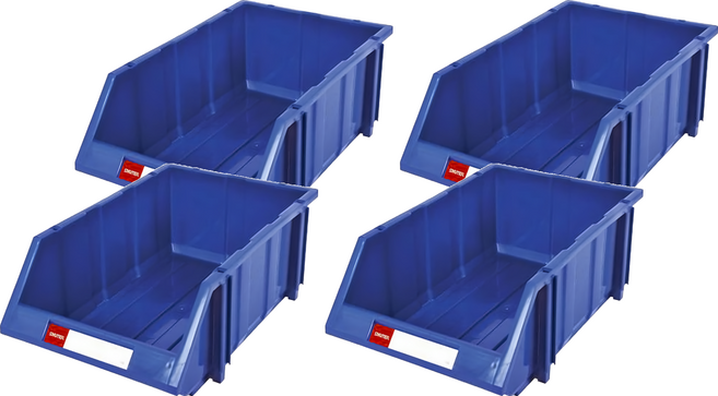 SHUTER 樹德 耐衝擊分類整理盒 HB-3045 容量16L 耐重50KG 可堆疊收納, 藍色, 4個