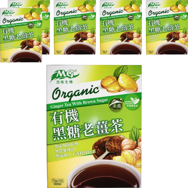 茂格生機 有機黑糖老薑茶, 15g, 10包, 6盒