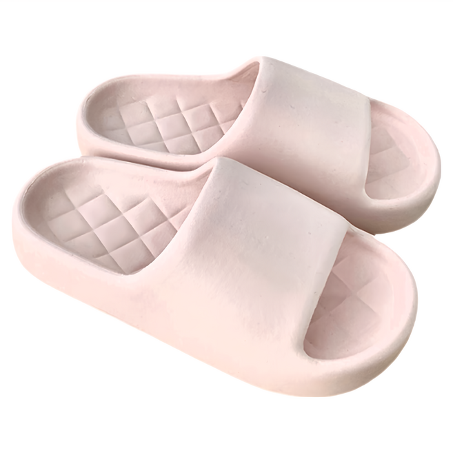 超厚造型踩屎感拚色EVA軟底防滑耐磨拖鞋 粉色, 35~36