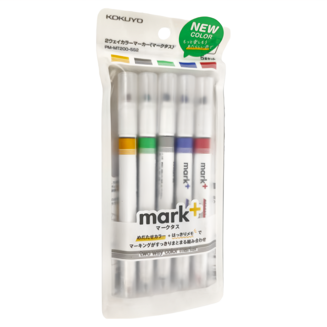 KOKUYO 國譽 Mark+兩用同色系螢光筆 142 x 13mm, 多色, 5支