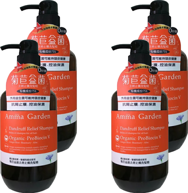 Amma Garden 艾瑪花園 菊苣益菌去屑止癢洗髮, 750ml, 4瓶