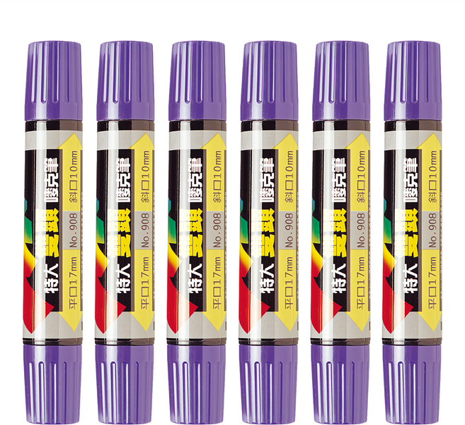 LIBERTY 利百代 特大雙頭嘜克筆 908-V 平口(17mm) x 斜口(10mm), 紫色, 6支