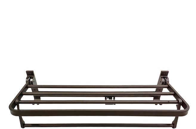 FAmILyLIFE 生活 航太鋁免打孔60cm摺疊毛浴巾架 免釘膠款 A-254-G 60 x 24 x 14.5cm 760g, 神秘灰, 1個
