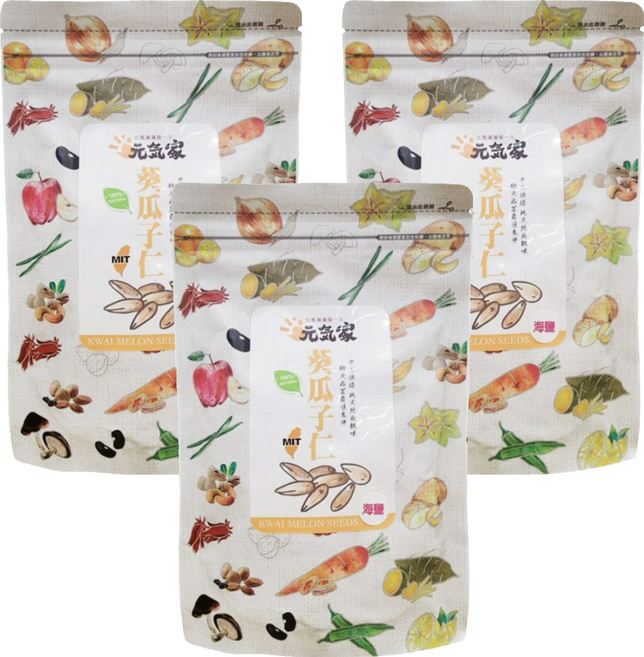 元氣家 烘焙海鹽葵瓜子仁, 200g, 3包