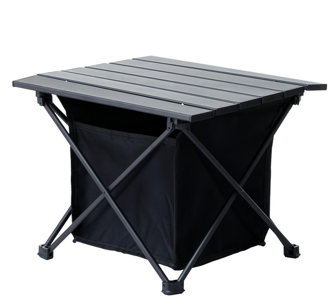 AMOS 亞摩斯 鋁合金木紋可拆折疊收納露營邊桌 DCN015BK 1kg, 黑色