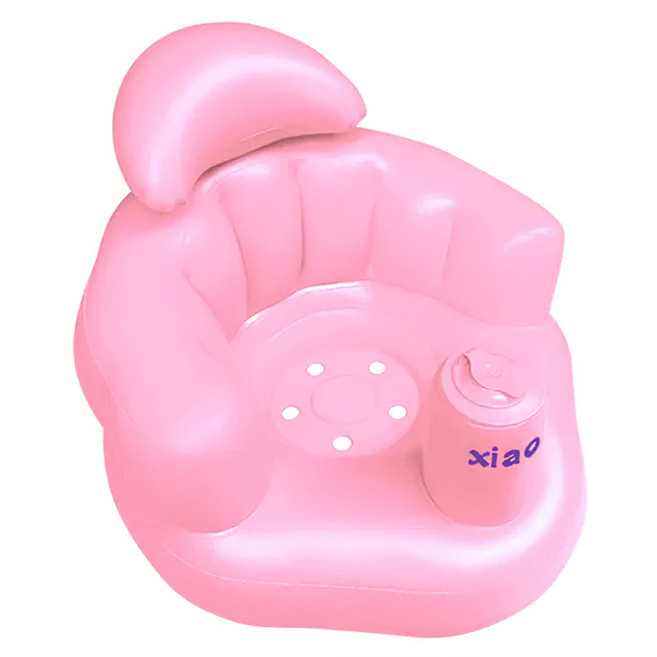 E.dot 按壓式加大款充氣小沙發 粉色 PVC材質 50x40x45cm