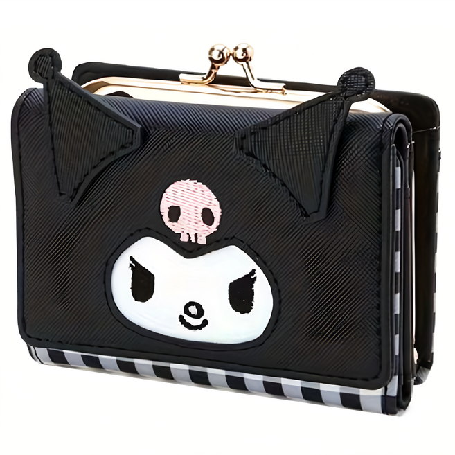 WOONUE 刺繡皮革短夾皮夾錢包含口金包可放零錢 136g