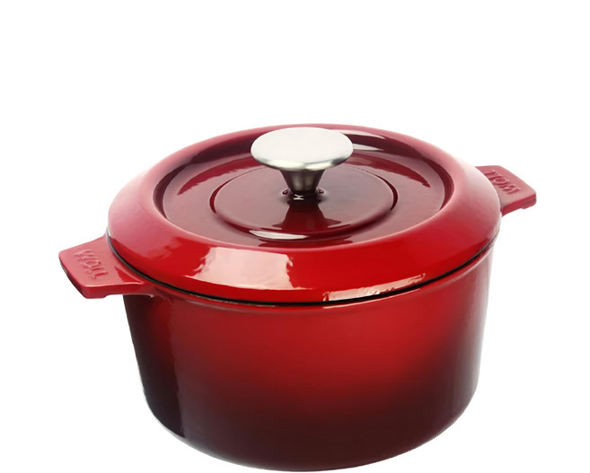 WOLL 德國 IRON 鑄鐵圓鍋 20cm 鍋蓋創新設計, 紅色, 1個