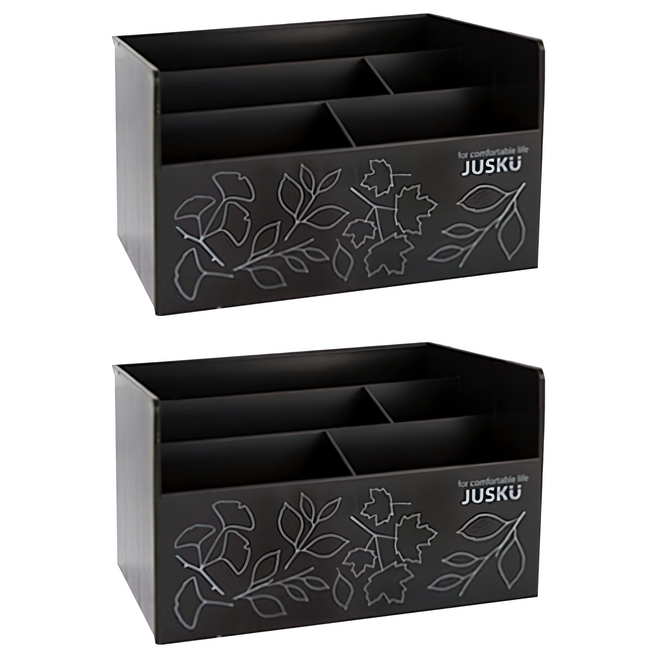 JUSKU 佳斯捷 小花車萬用整理盒 置物盒 15.1 x 12.6 x 9.6cm, 黑色, 2個