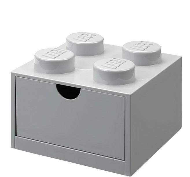 LEGO 四凸桌上型抽屜收納箱, 灰色, 1個