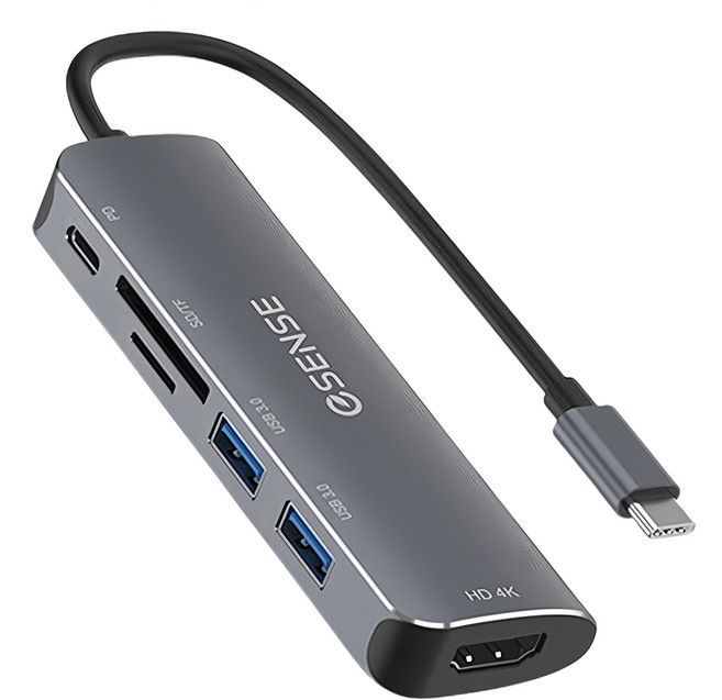 ESENSE 逸盛 Type-C TO HDMI USB SD 轉接器 支援4K畫質 PD 3.0供電 鋁合金材質散熱佳, H585, 1個