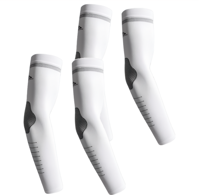 PORA BELLA 男女款運動防曬冰絲涼感高彈吸濕速乾袖套 UVS014, 2組, 白條