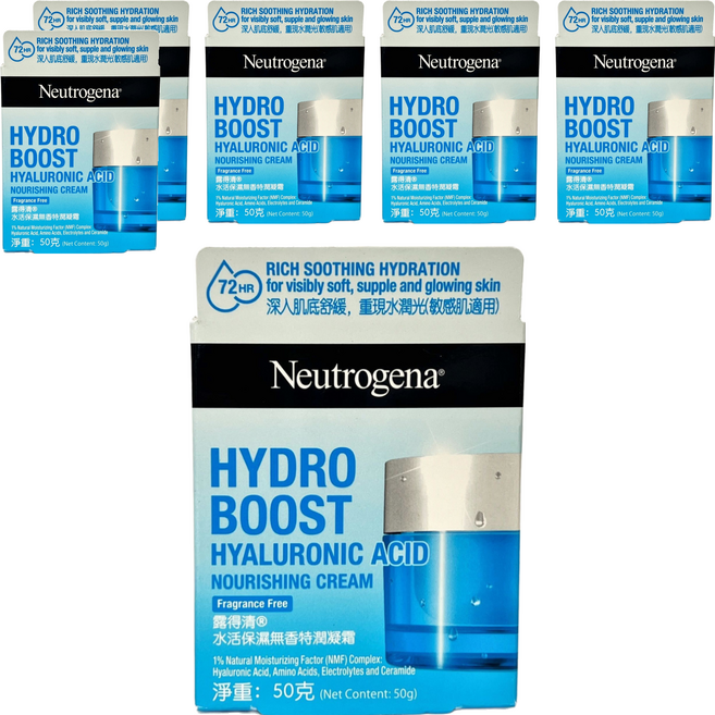Neutrogena 台灣公司貨 水活保濕無香特潤凝霜, 50g, 6罐