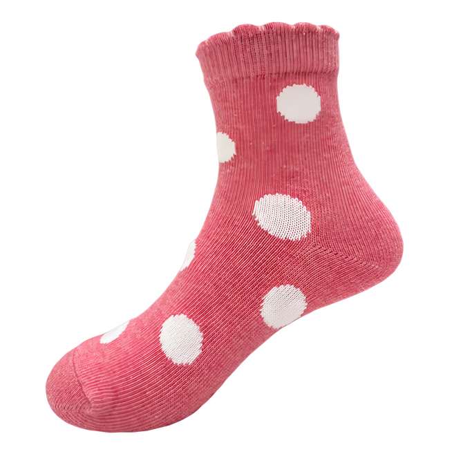 B.V.D. 圓點 1/2 童襪 紅色 Set 6雙