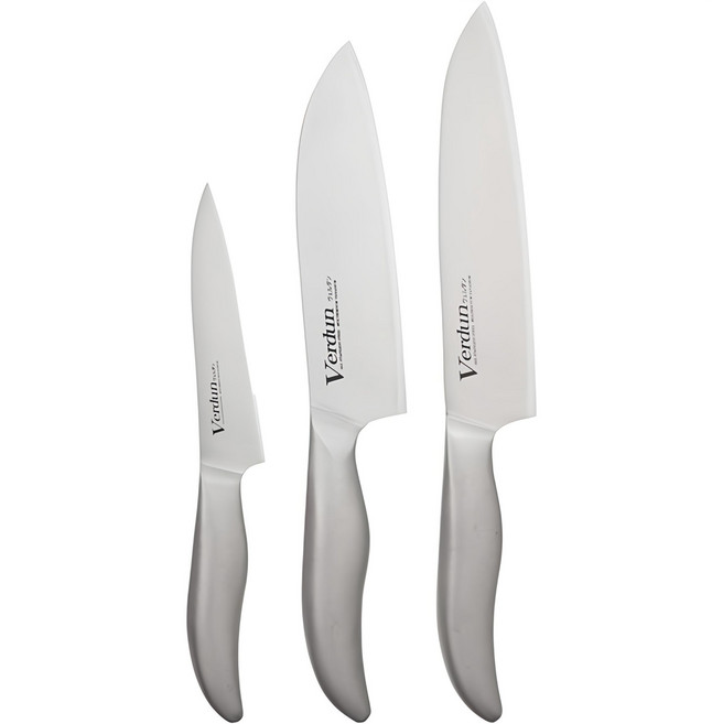 SHIMOMURA 下村 Verdun 日本製 職人專用不鏽鋼一體成型三德刀組, 16.5cm1個、12.5cm1個、18.5cm1個, 1組