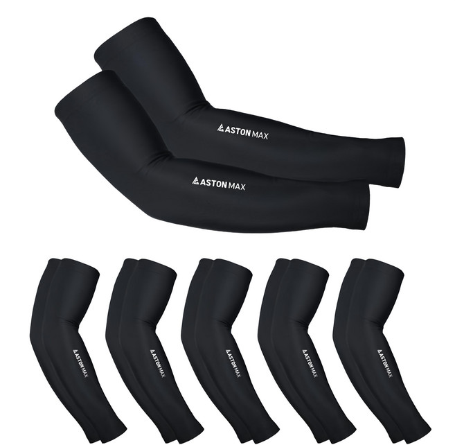 ASTON MAX 防紫外線無縫涼感袖套, 黑色, 6組