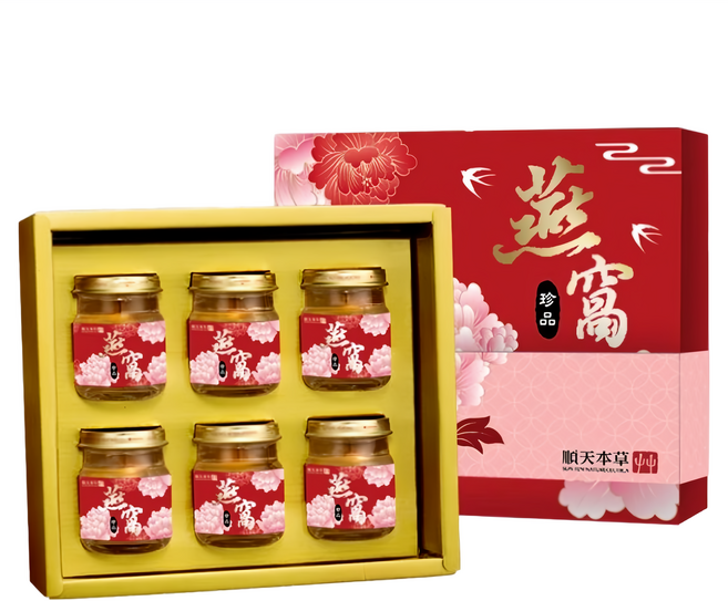 順天本草 冰糖燕窩禮盒 節慶版 6罐, 450g, 1盒