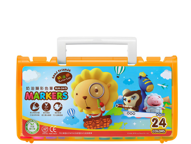 SIMBALION 雄獅 BLM 透明盒彩色筆 桔, 24色, 1盒