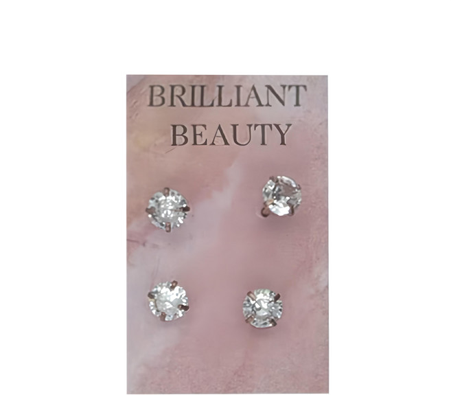 Brilliant Beauty 耀眼美人 閃耀玫瑰金色雙鑽50分醫療鋼耳環 5mm 50g 4個