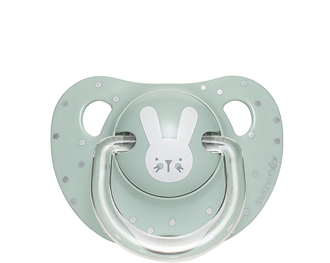 suavinex 蘇維妮 Hygge 兔子款矽膠奶嘴, 0~6個月, 綠色條紋兔子, 1個