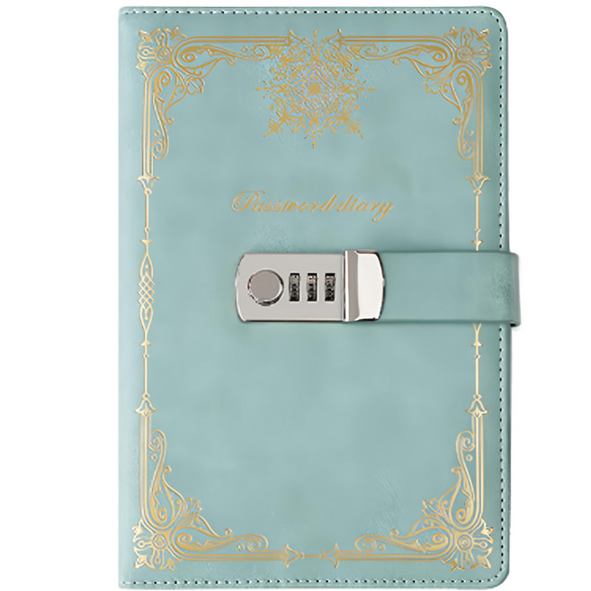 ARYKO 金邊秘密 A5 密碼鎖日記本, 皇家綠, 1個
