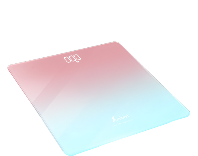 Sunland LED隱屏輕薄電子體重計 高精度傳感器系統 砂礫止滑墊 4mm薄型鋼化玻璃 安全圓角設計, SLHA003, 玻璃漸層, 1個