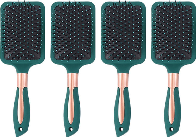 FANCY LIFE 方形氣墊按摩梳 綠色, 4個