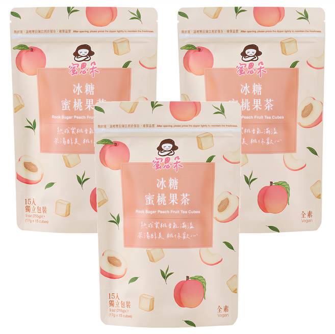 Medolly 蜜思朵 冰糖蜜桃果茶 獨立包裝 水蜜桃風味, 15顆, 17g, 3袋