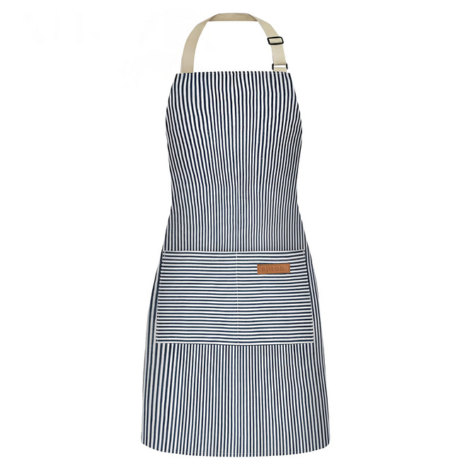AHOYE 北歐加厚可調節防汙圍裙, 1件, 灰白細條紋