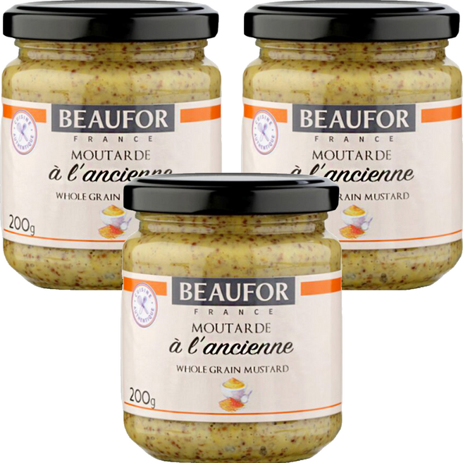 BEAUFOR 堡芙 法式芥末籽醬 200g, 3罐
