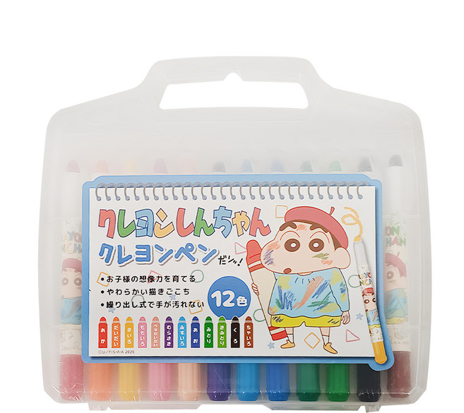 Shinchan 蠟筆小新 SANRIO 蠟筆 417751 3歲以上 外盒 20 x 17.5 x 2.5cm + 蠟筆 1 x 12.2cm, 12色, 1盒