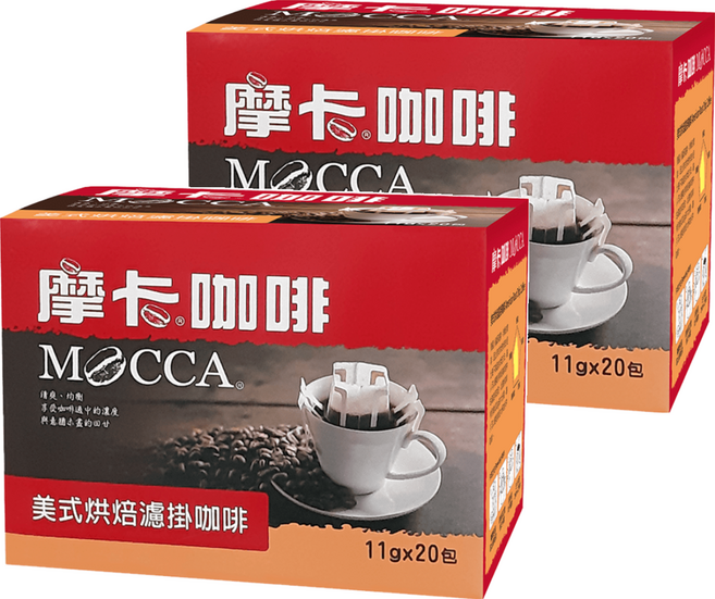 MOCCA 摩卡 美式烘焙濾掛咖啡, 11g, 20包, 2盒