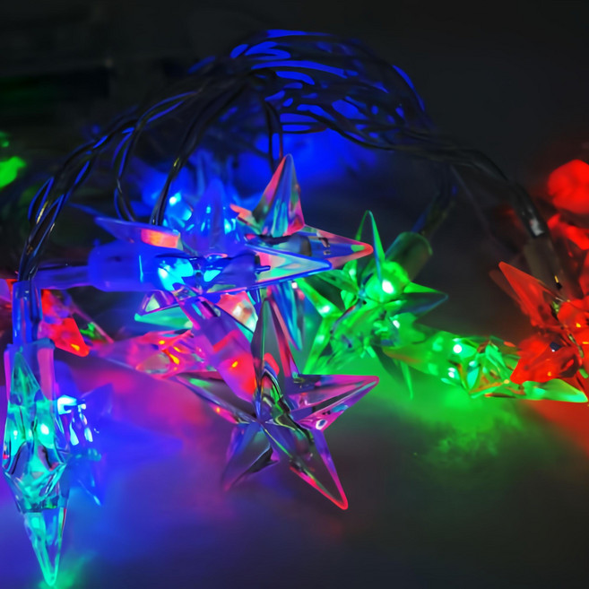 摩達客 聖誕燈 LED透明星星電池燈 20燈, 彩色光, 1組