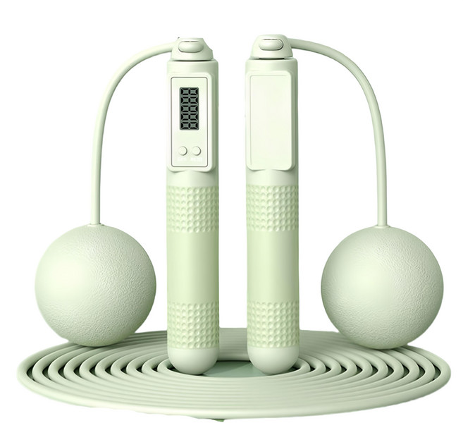 MICHAEL FITNESS 麥克健身 智能跳繩兩用款 調節繩 + 負重大球 運動數據一目瞭然, 綠色, 1組