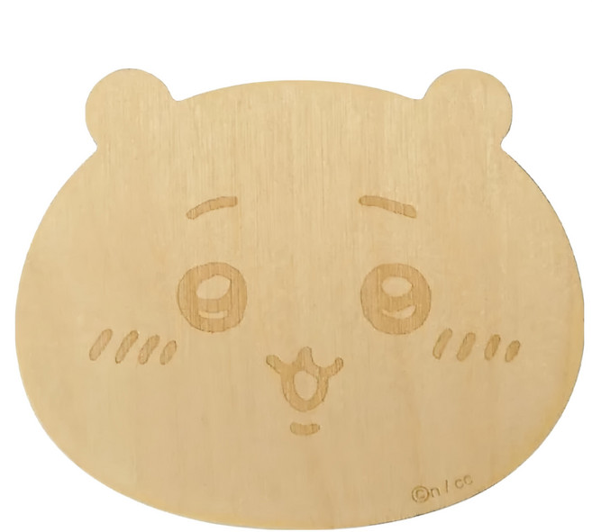 yamaka 山加商店 Chiikawa 吉伊卡哇 天然木製杯墊 可愛造型 木色, 千川 木色, 1個