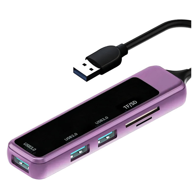 Type-C/USB 五合一多功能轉接頭集線器 原廠保固, 紫色, 1個