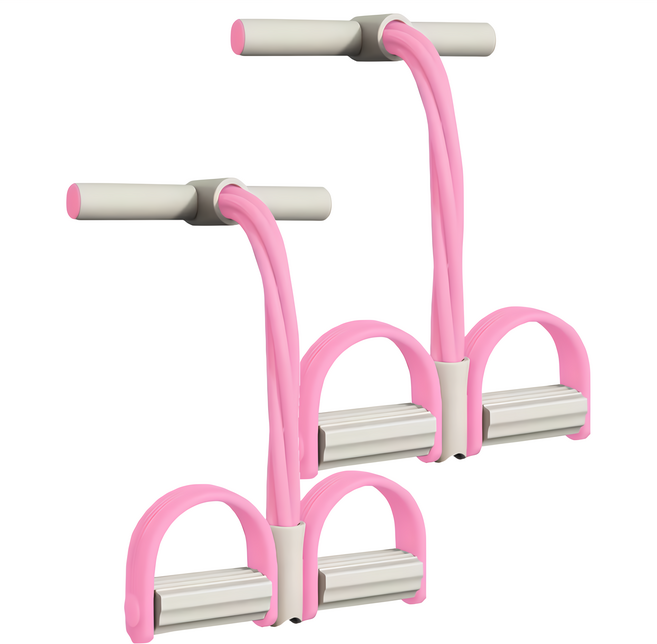 MICHAEL FITNESS 麥克健身 六管腳蹬拉力器, 薔葳粉, 2個