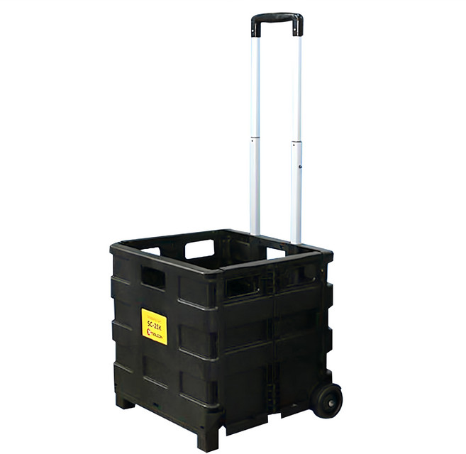 TOOLCON 折疊式收納手推車 PP塑膠材質 儲物籃/洗衣籃, 黑色, 1個