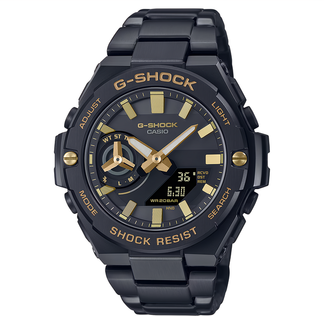 CASIO 卡西歐 G-SHOCK 奢華黑金雙顯錶 GST-B500BD-1A9