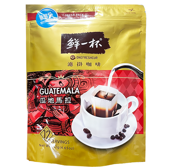 鮮一杯 瓜地馬拉濾掛咖啡新鮮袋, 11g, 12包, 1袋