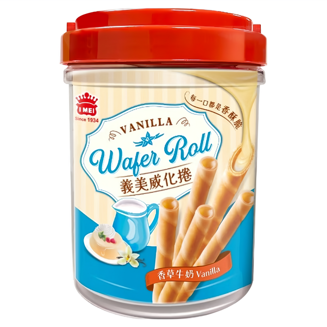 義美 威化捲輕巧桶 香草牛奶, 318g, 1桶