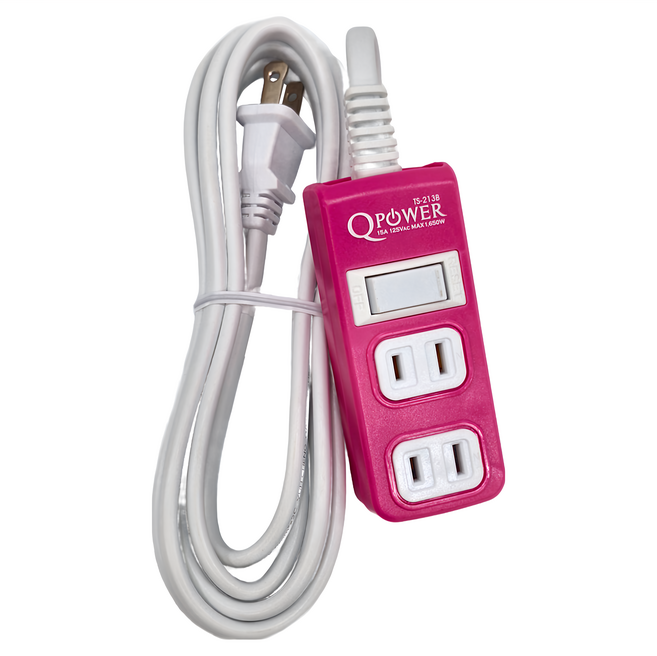 Tyson 太順電業 QPOWER 太超值 1切3座2P延長線 9尺 TS 213B, 2.7m, 洋紅色, 1條